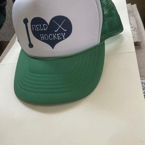 I Love Field Hockey Green White & Blue Snapback Hat